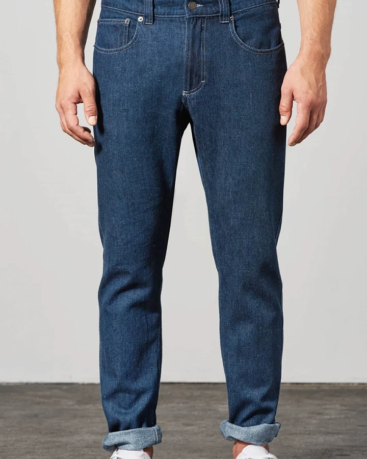 Hempage Herren vegan 5-Pocket-Jeans In Rinswash-Blau
