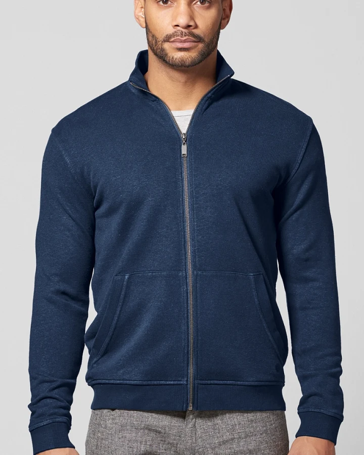 Hempage Herren vegan Sweatjacke Marineblau