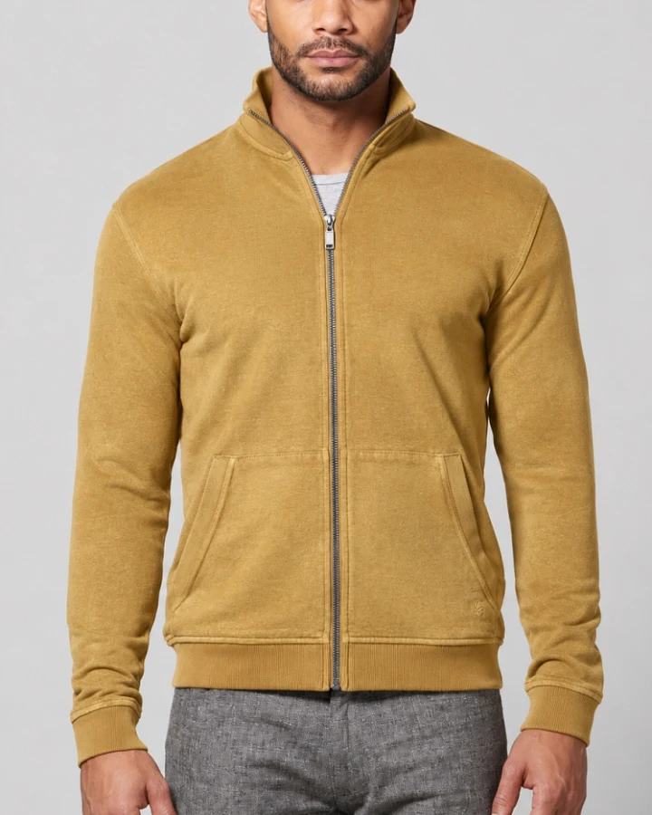 Hempage Herren vegan Sweatjacke In Dijon Gelb