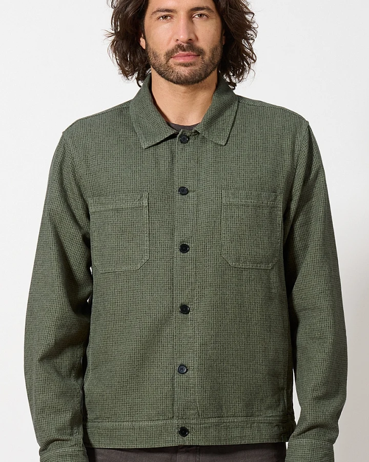 Hempage Herren vegan Jacke Mit Hahnentrittmuster Farbe Moosgrün