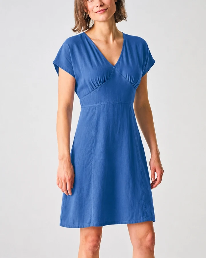 Hempage Damen vegan Elegantes Sommerkleid In Königsblau