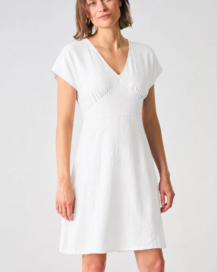 Hempage Damen vegan Elegantes Weißes Sommerkleid