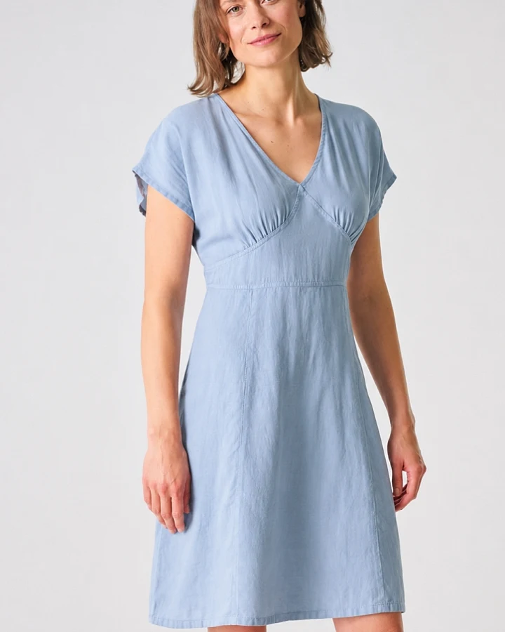Hempage Damen vegan Kleid Sophisticated Sommer Smoke Blau