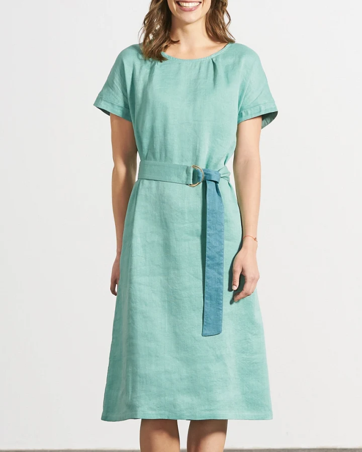Hempage Damen vegan Midi Kleid Timeless In Salbeigrün