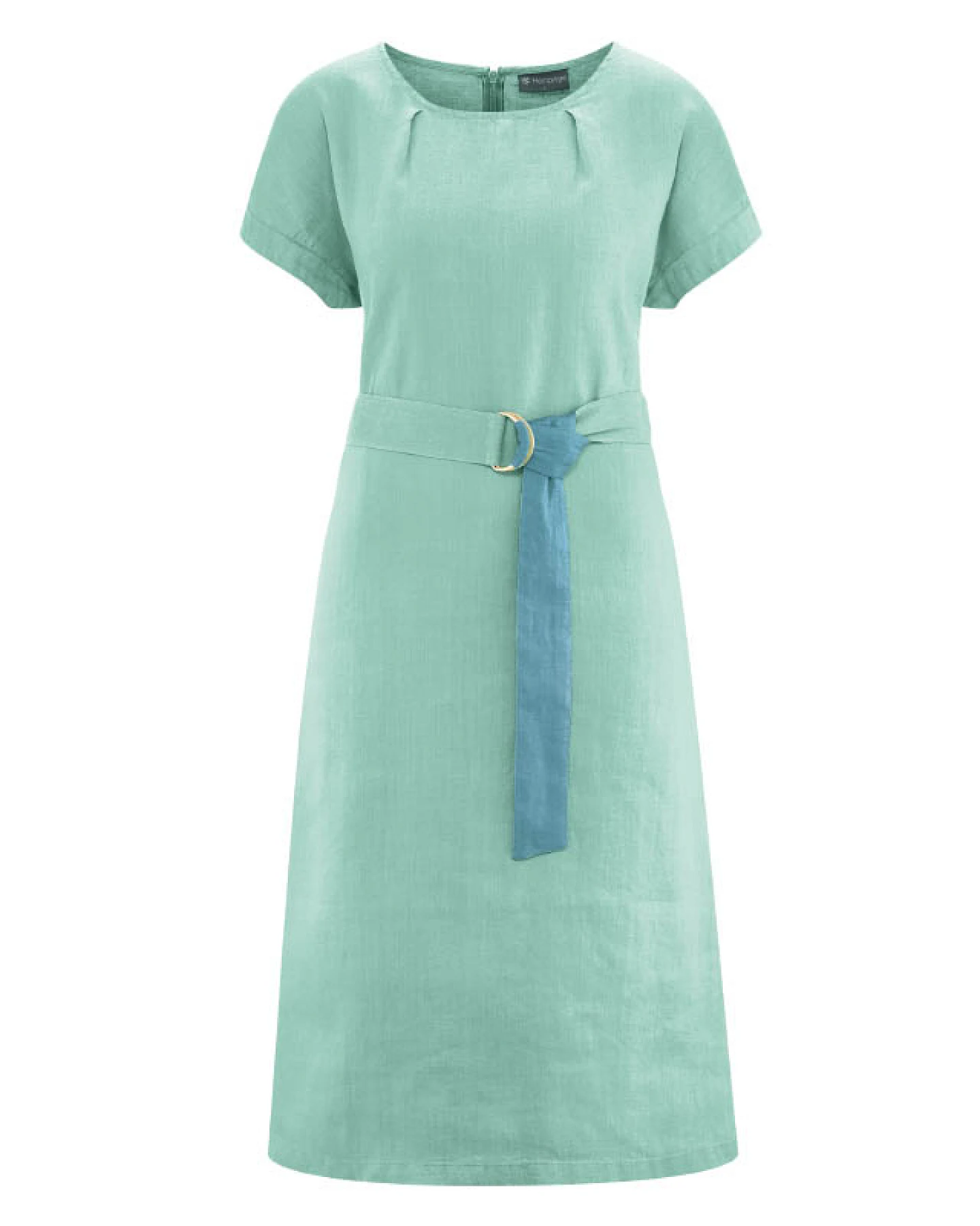 Hempage Damen vegan Midi Kleid Timeless In Salbeigrün – Ansicht 2