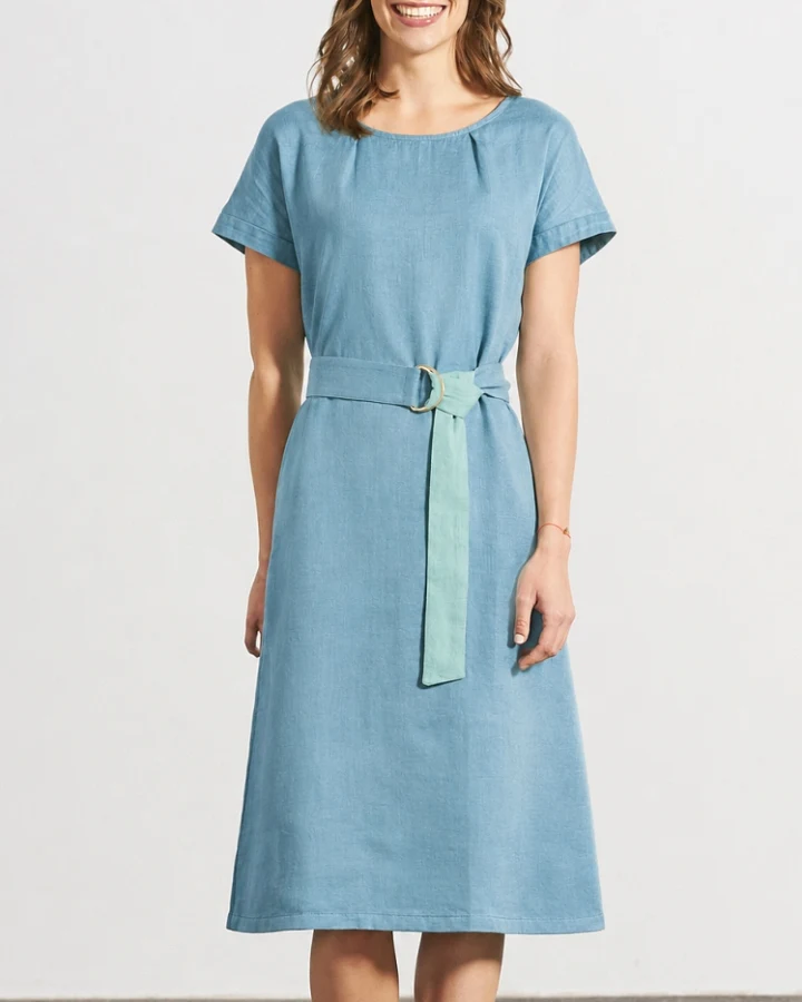 Hempage Damen vegan Midi Kleid Timeless Wave In Blau