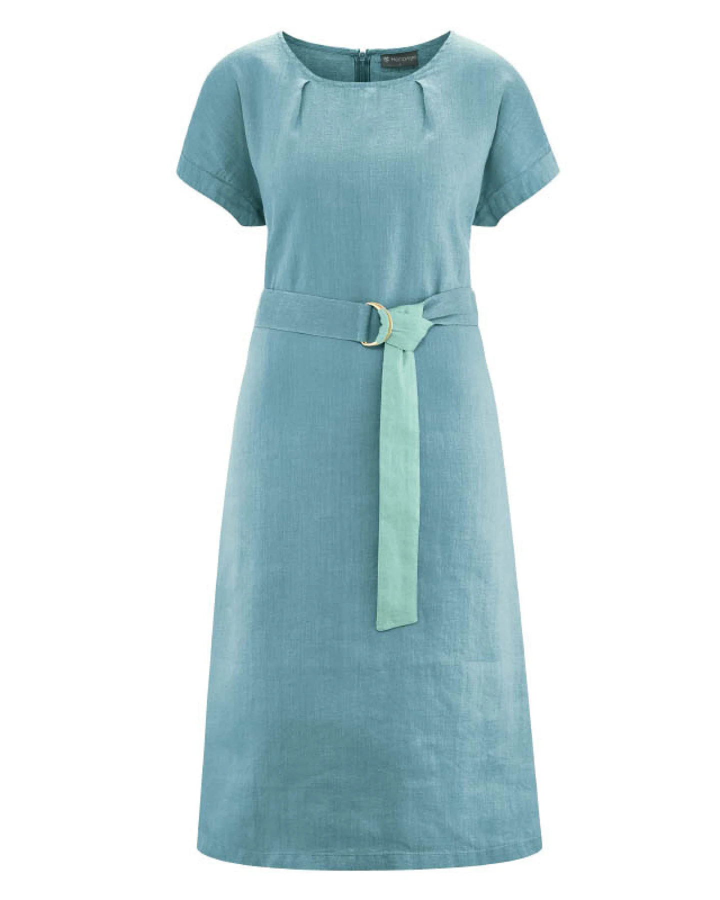 Hempage Damen vegan Midi Kleid Timeless Wave In Blau – Ansicht 2