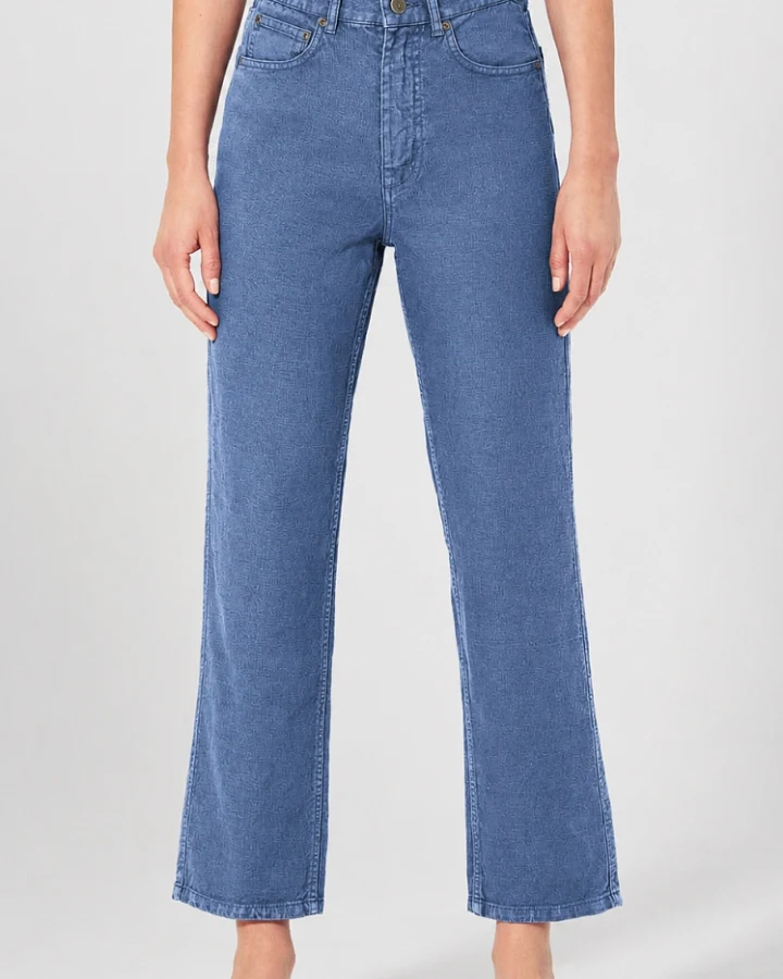 Hempage Damen vegan Jeans Mit Hoher Leibhöhe Blueberry