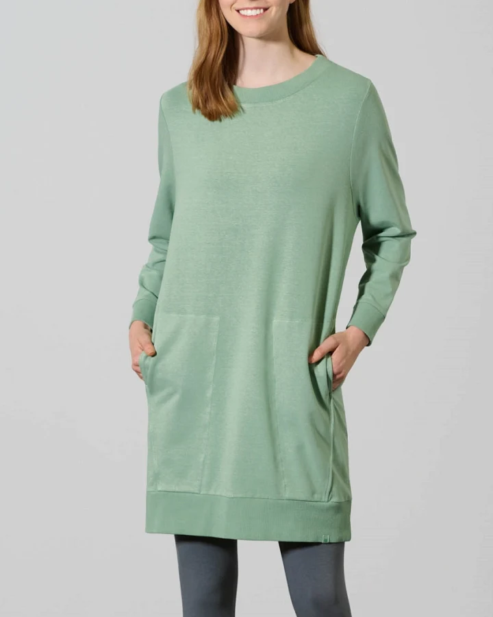 Hempage Damen vegan Sweatshirt Kleid Menta Grün