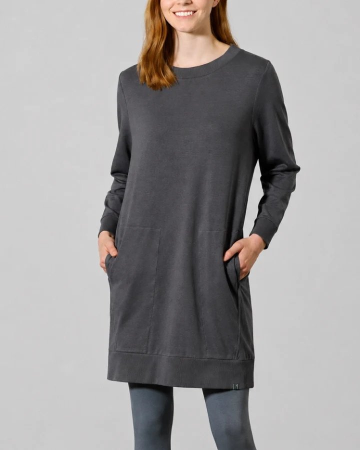 Hempage Damen vegan Sweatshirt Dress Anthrazit