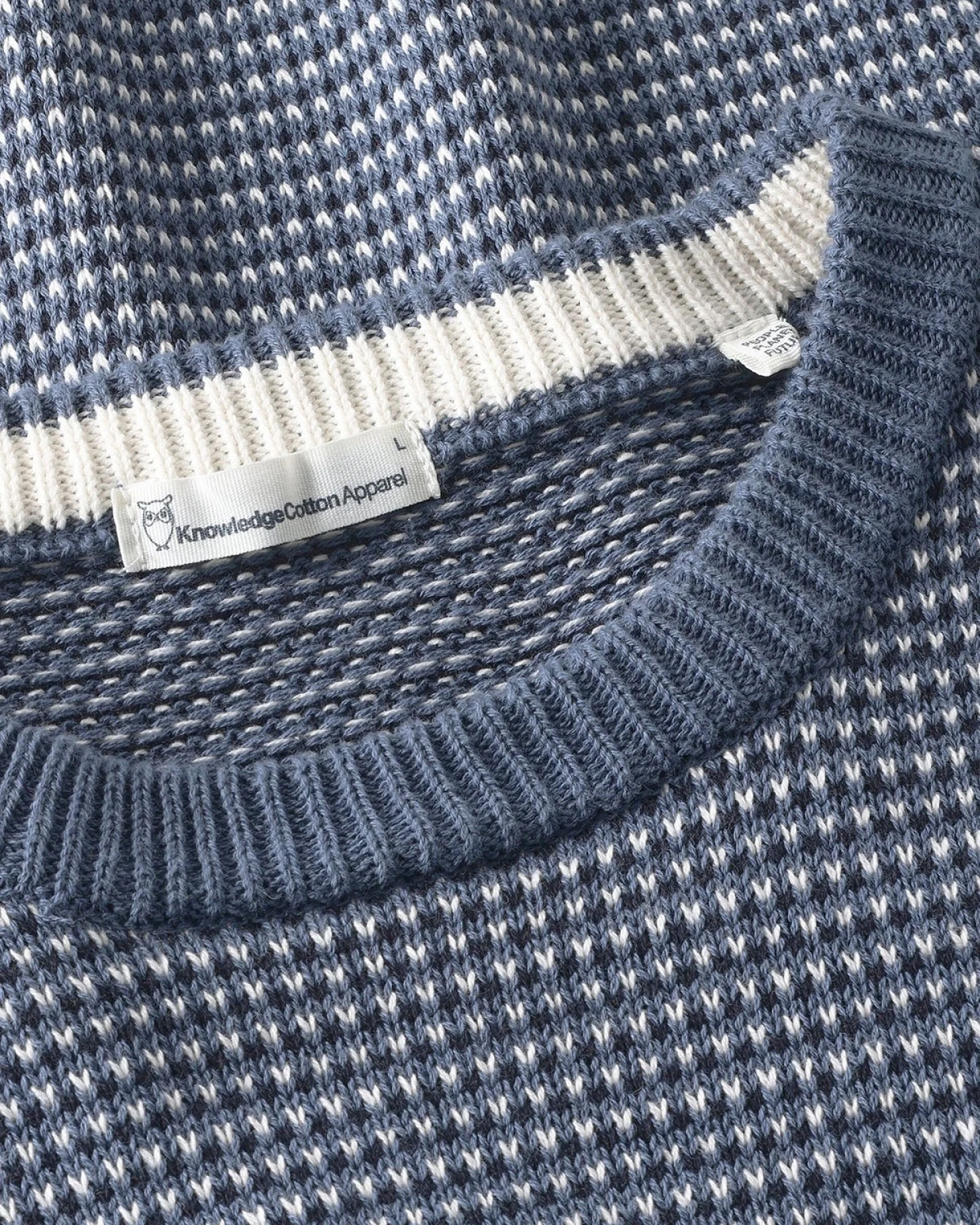 Strickpullover Jacquard Crew Neck Blau – Ansicht 2