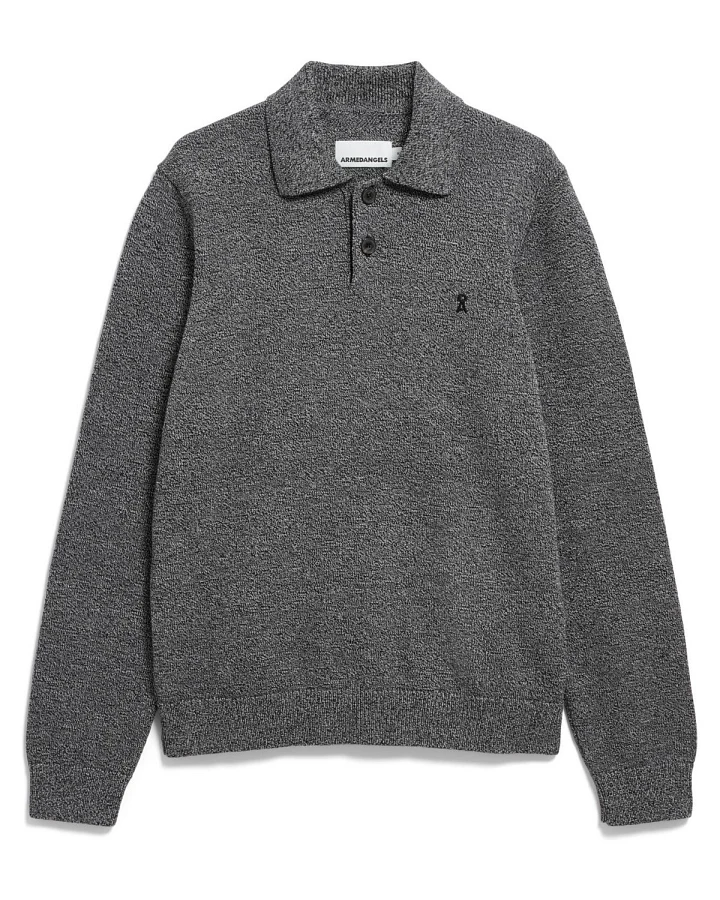 Produktseite: Strickpullover Mouline Polo Grau