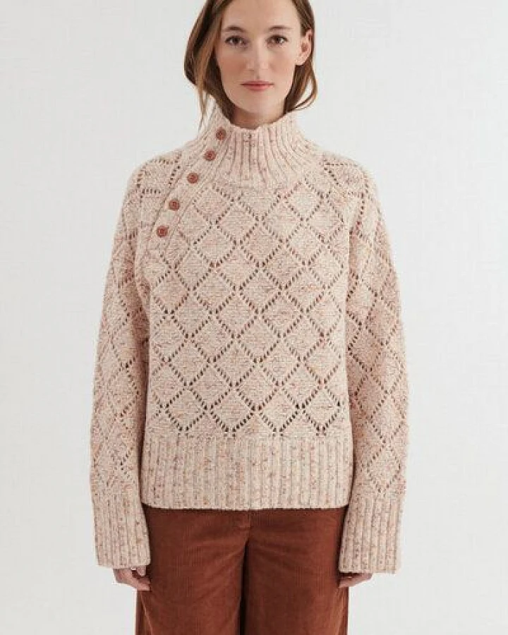 Basic Apparel Rollkragen-Strickpullover UTTA aus Wolle und Baumwolle