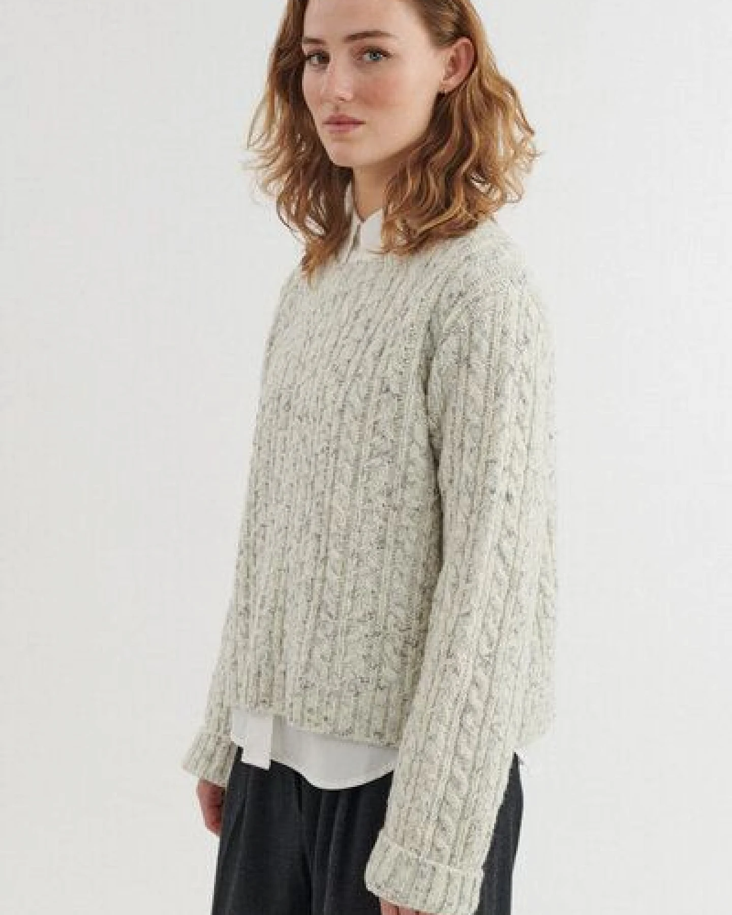 Basic Apparel Zopfstrick-Pullover ASTA aus Wolle und Baumwolle – Ansicht 4