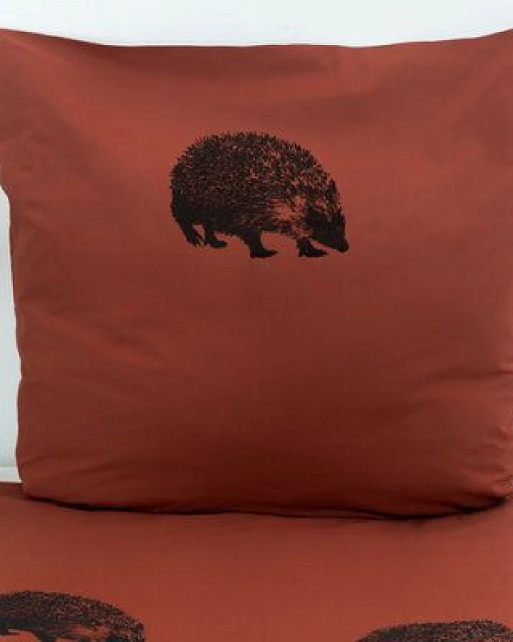 Hirschkind Handbedruckter Kissenbezug 'Igel' foxy, 80*80cm