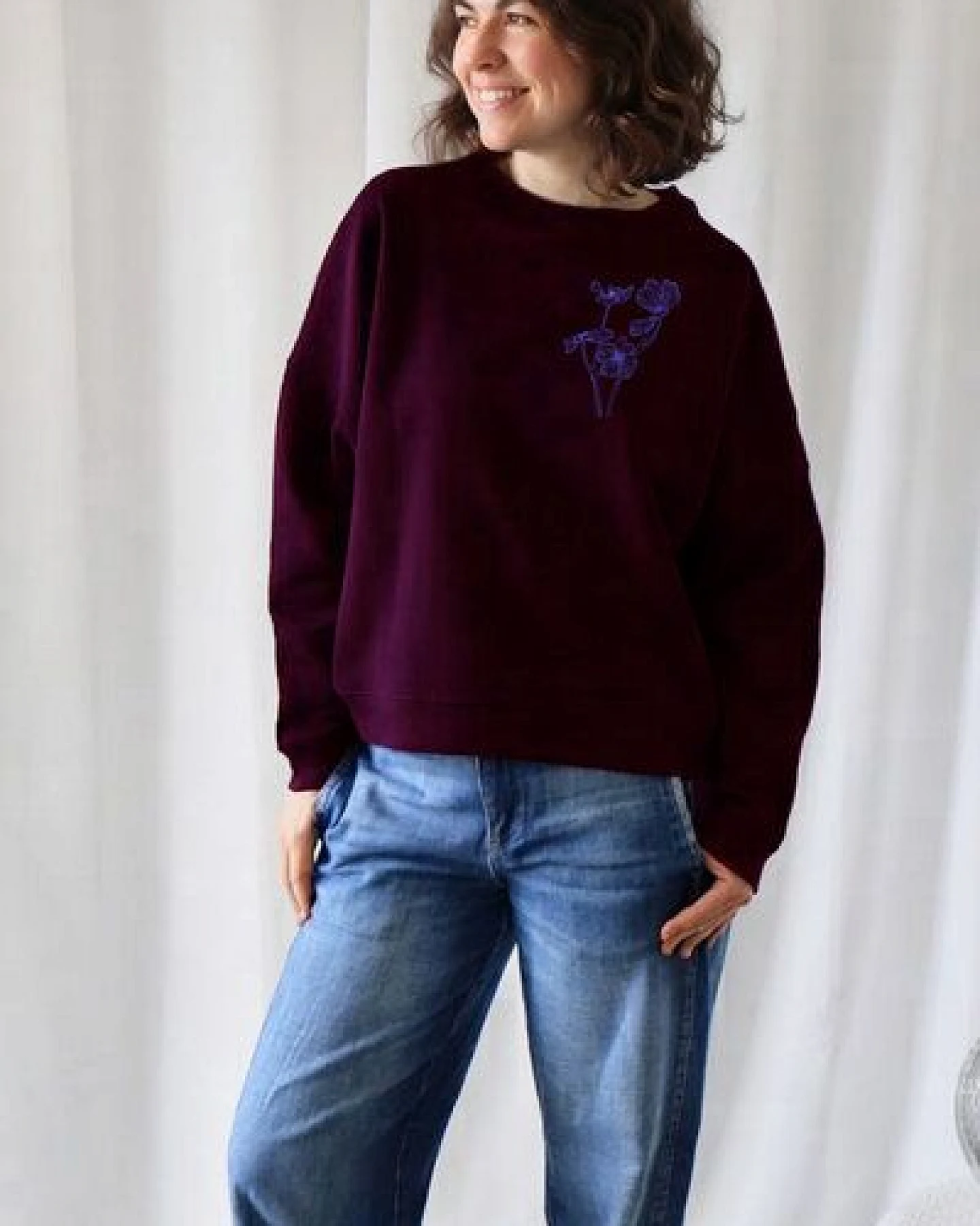 Kultgut Artdesign Supersoft Sweatpullover / Blue Flower – Ansicht 2