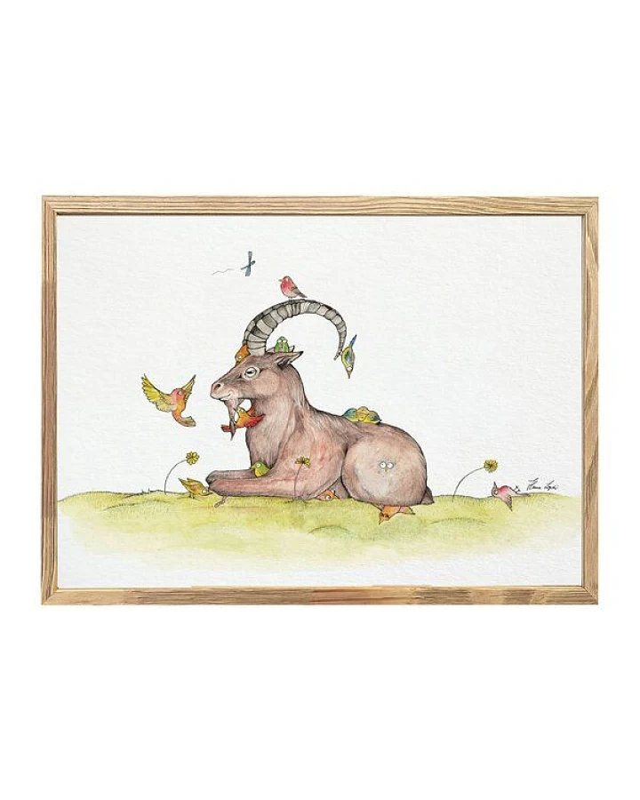Kunstdruck »Steinbock & Vögel« von LIGARTI