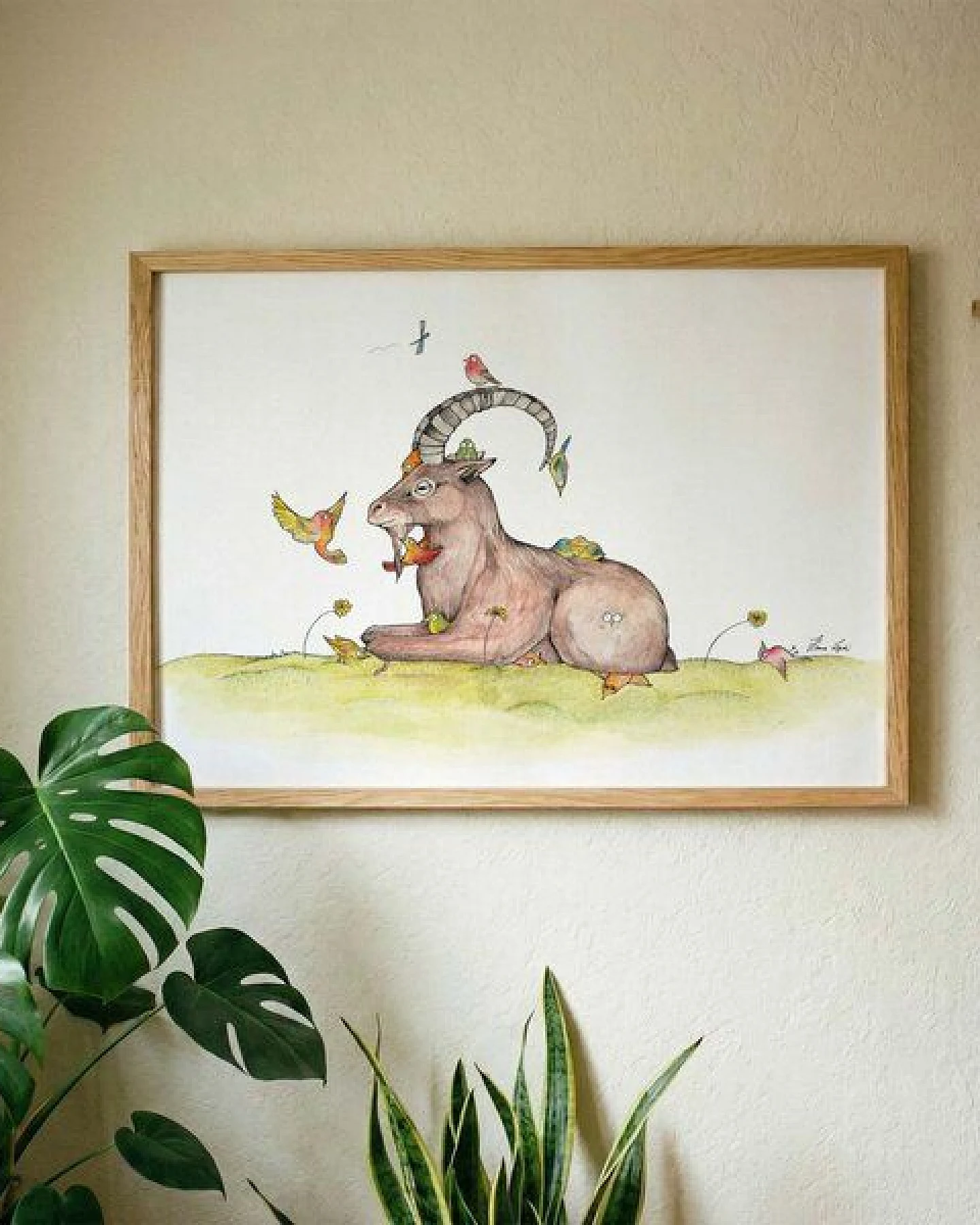 Kunstdruck »Steinbock & Vögel« von LIGARTI – Ansicht 2