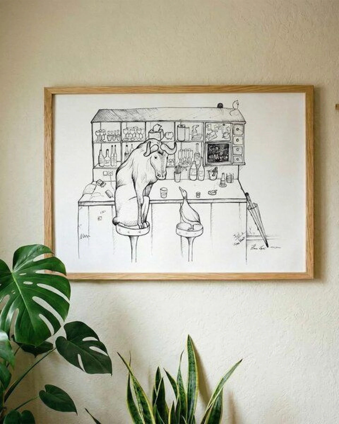 Kunstdruck »Kneipenphilosophie (Gnu & Gans)« von LIGARTI – Ansicht 2