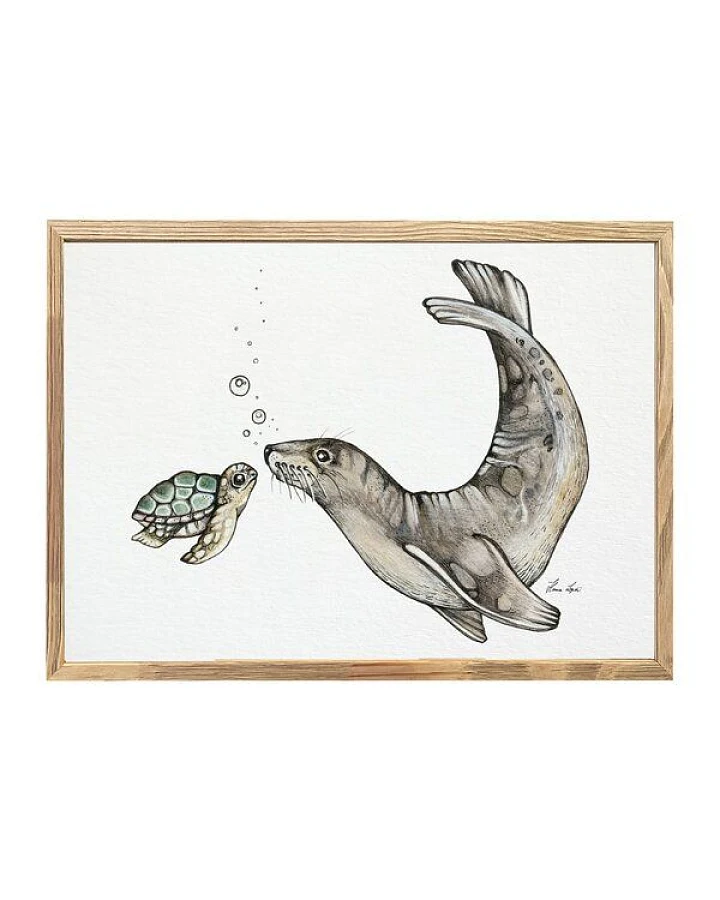 Kunstdruck »Ozeantreffen (Schildkröte & Seelöwe)« von LIGARTI