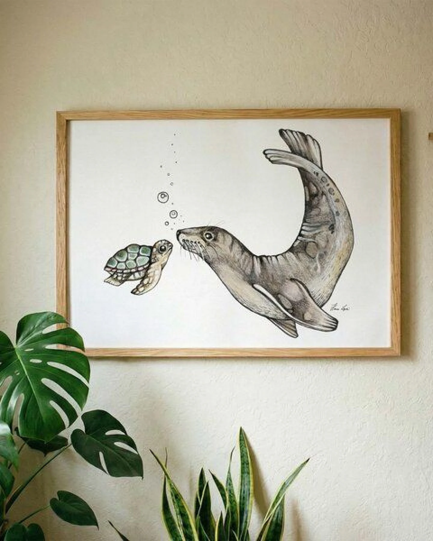 Kunstdruck »Ozeantreffen (Schildkröte & Seelöwe)« von LIGARTI – Ansicht 2