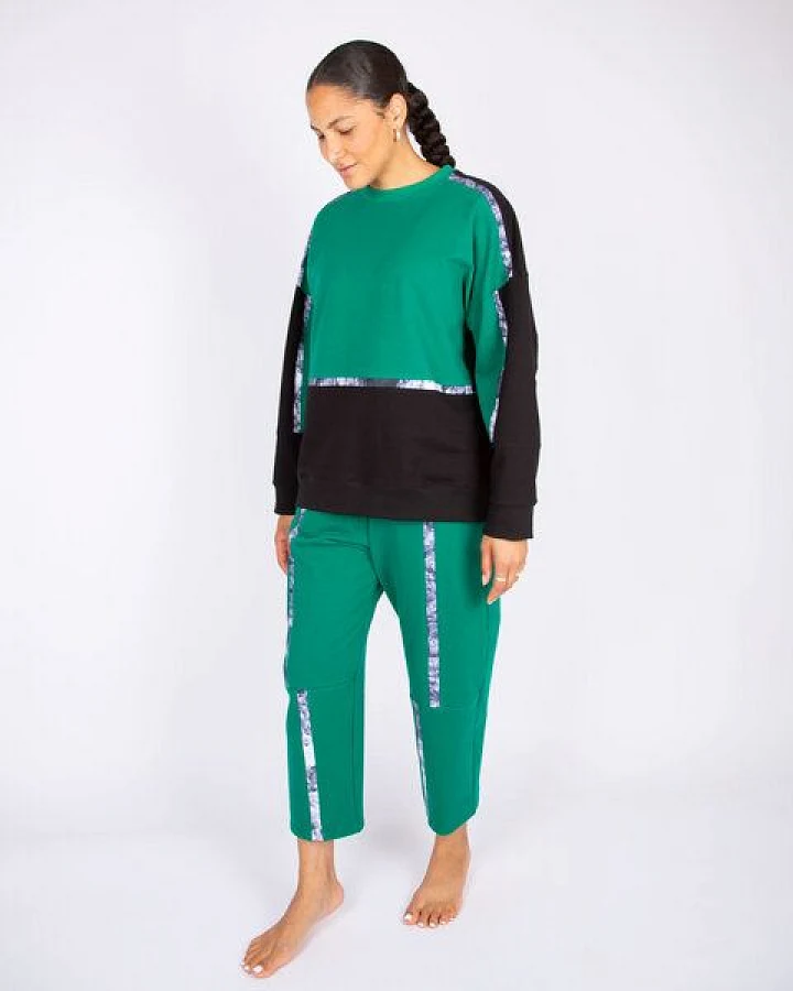 ÆVRIL Unisex Sweatshirt // Tobiume Print, Emerald, Black // Bio-Baumwolle