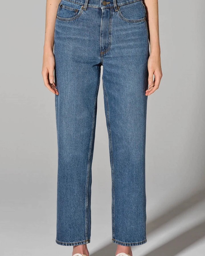 Hempage Damen vegan Jeans Mit Hoher Leibhöhe Laserblau