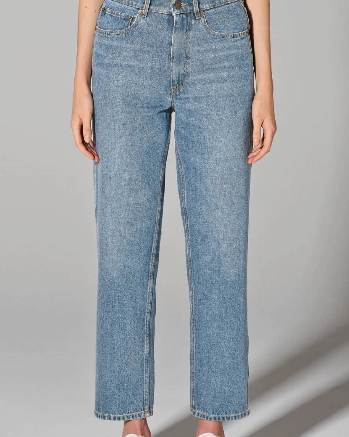 Hempage Damen vegan Jeans Mit Hoher Leibhöhe In Aqua