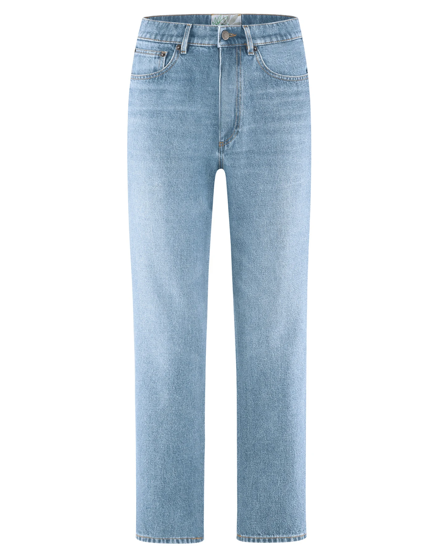 Hempage Damen vegan Jeans Mit Hoher Leibhöhe In Aqua – Ansicht 2