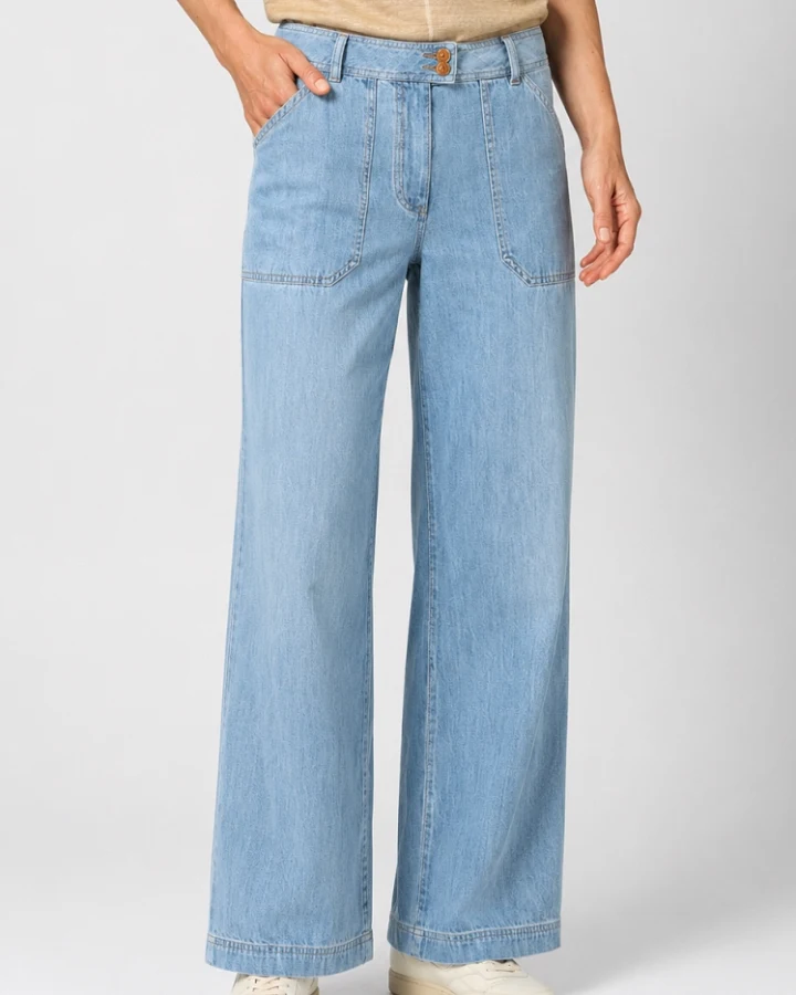 Hempage Damen vegan Jeans Mit Geradem Bein Aquablau