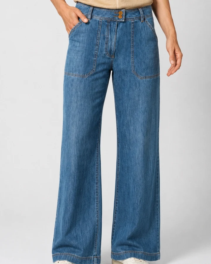 Hempage Damen vegan Jeans Mit Geradem Bein Uniblue