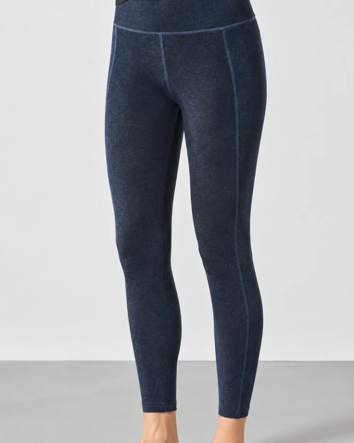 Hempage Damen vegan Yoga Leggings Melange Marineblau