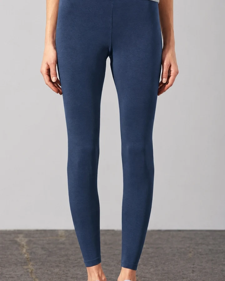 Hempage Damen vegan Lange Basic Leggings In Marineblau