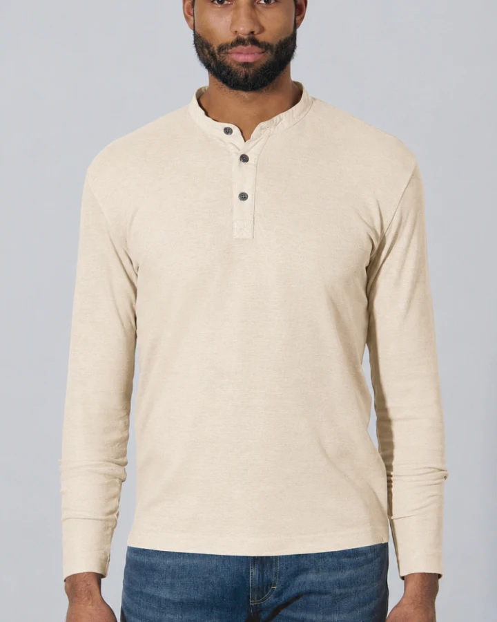 Hempage Herren vegan Langärmliges Freizeit Shirt Gobi In Beige