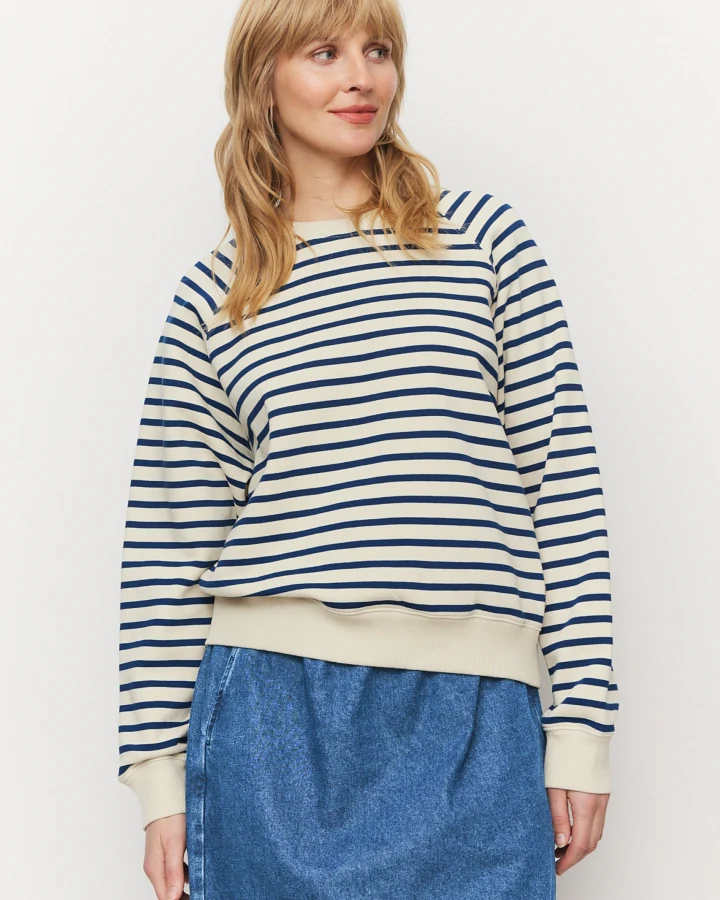 Recolution Damen vegan Sweatshirt Allamanda Stripes Vintage Blau