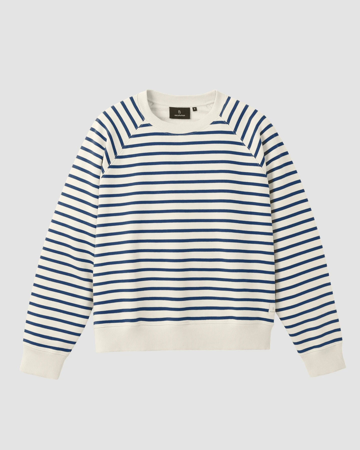 Recolution Damen vegan Sweatshirt Allamanda Stripes Vintage Blau – Ansicht 2