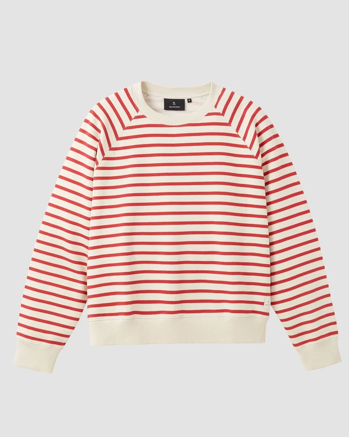 Recolution Damen vegan Sweatshirt Allamanda Stripes Signalrot