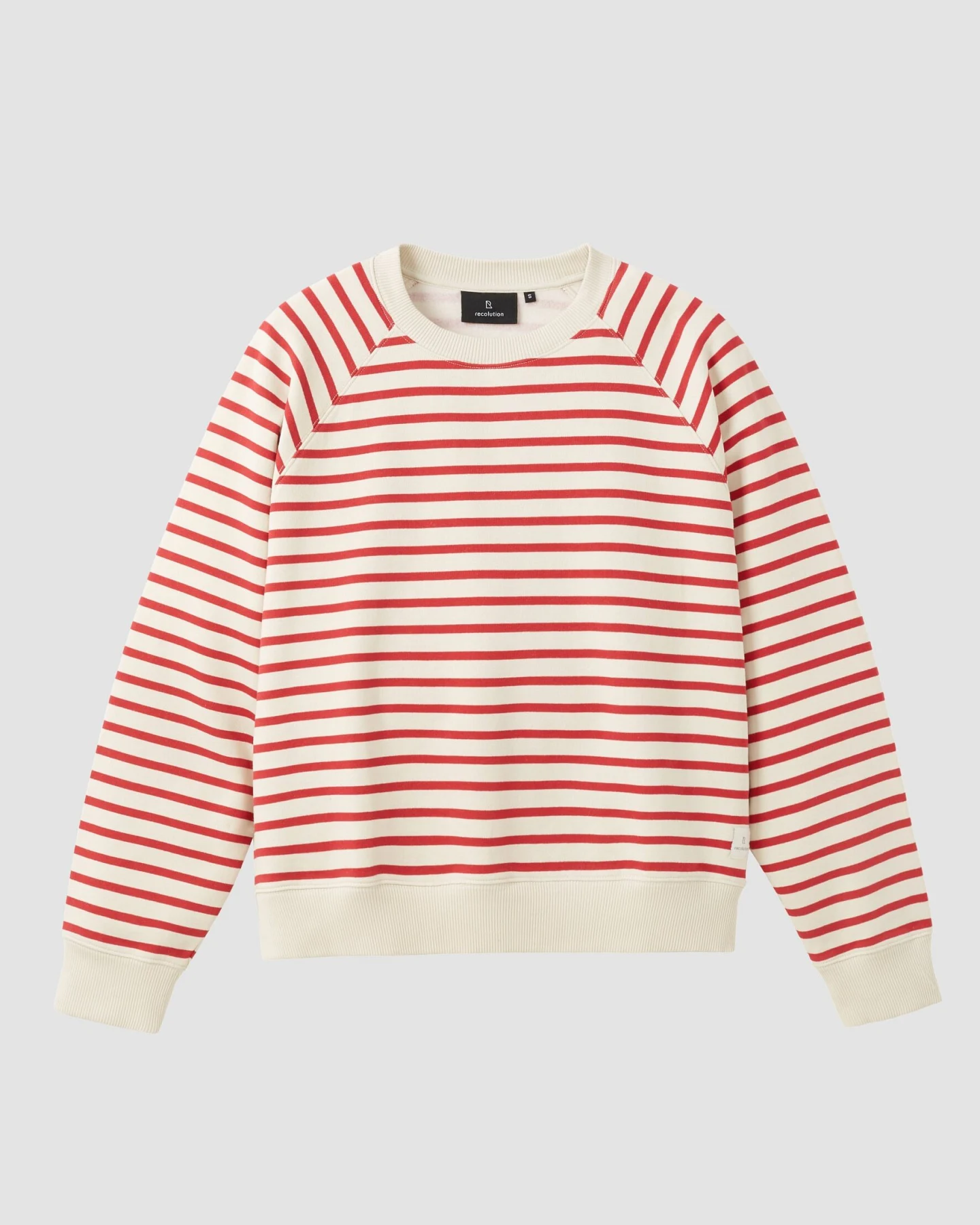 Recolution Damen vegan Sweatshirt Allamanda Stripes Signalrot – Ansicht 2