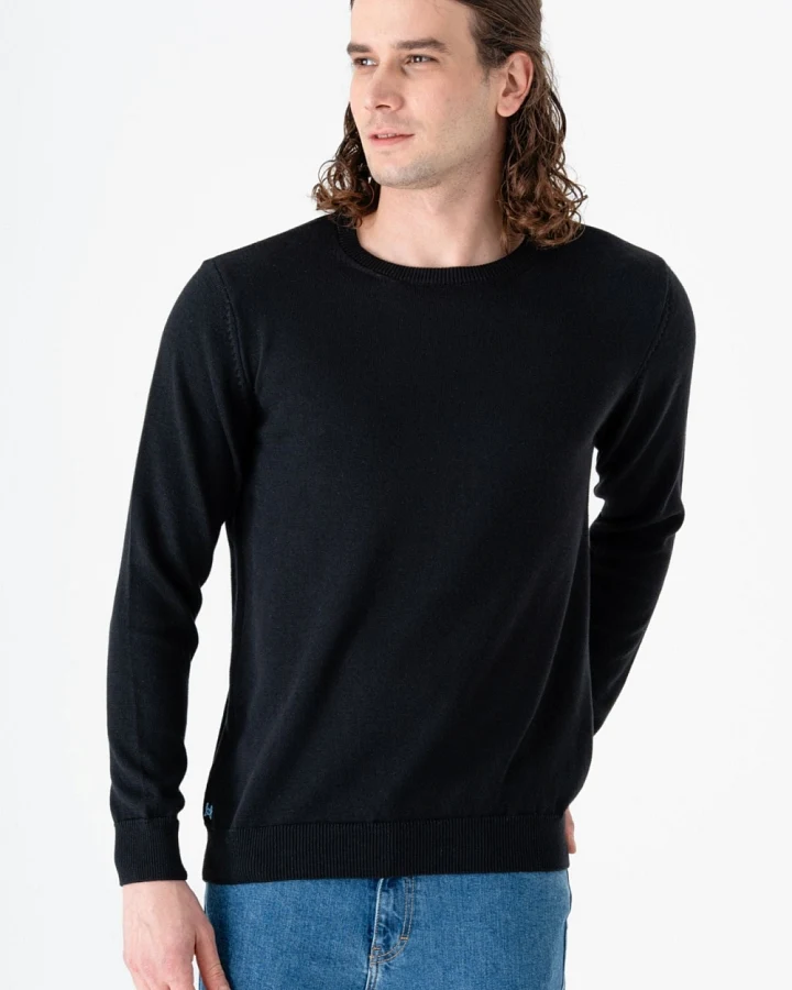 GORG Herren vegan Pullover Mit Rundhalsausschnitt, Schwarz