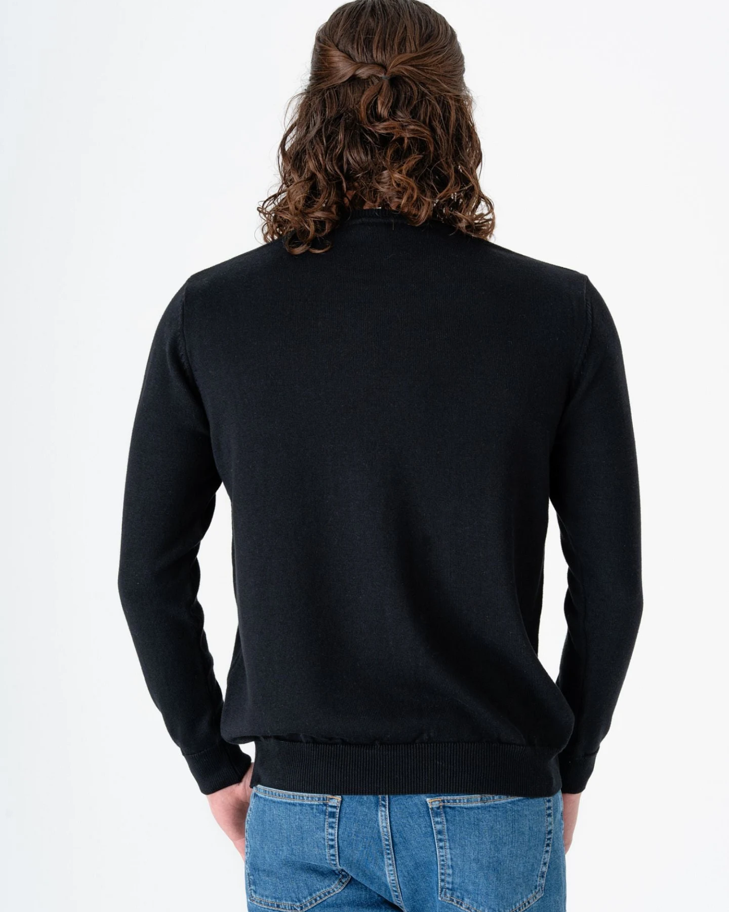GORG Herren vegan Pullover Mit Rundhalsausschnitt, Schwarz – Ansicht 2