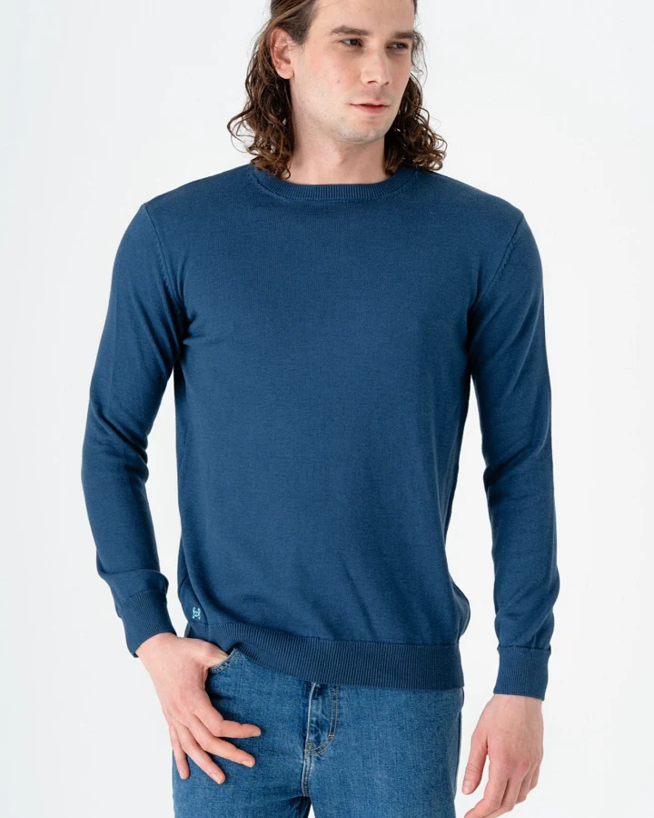 GORG Herren vegan Pullover Mit Rundhalsausschnitt Marineblau