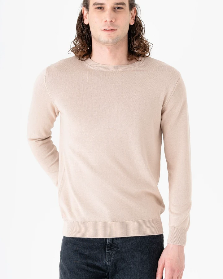 GORG Herren vegan Pullover Mit Rundhalsausschnitt Sandbeige