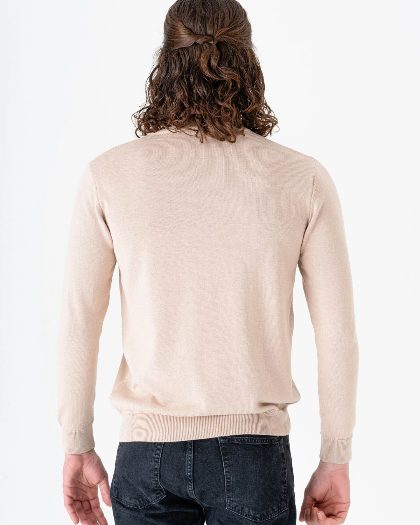 GORG Herren vegan Pullover Mit Rundhalsausschnitt Sandbeige – Ansicht 2
