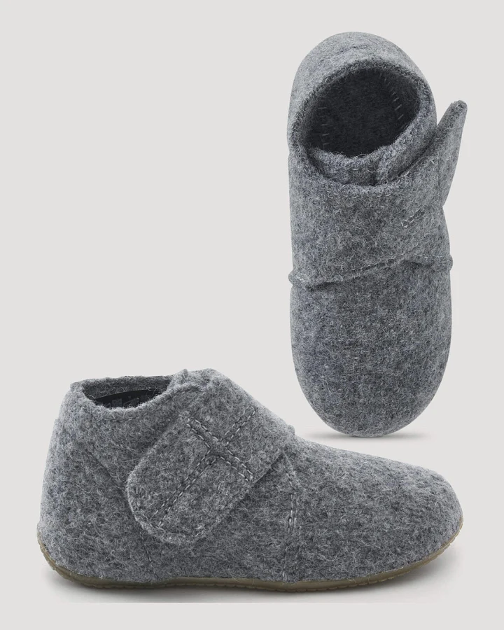 hessnatur Kinderschuhe Wollwalk Hausschuhe aus Merinowolle - grau - Größe 23