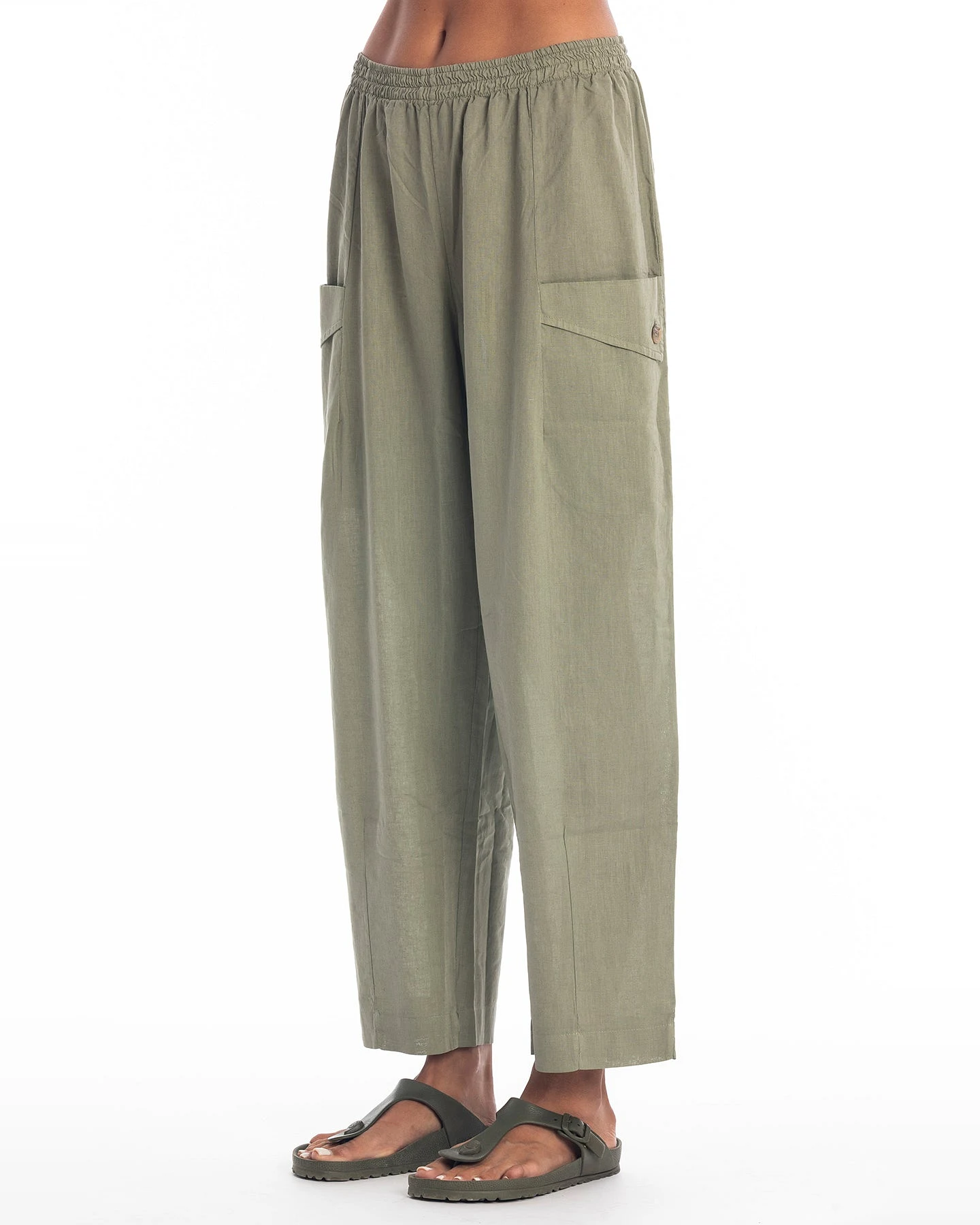 RAVENS VIEW IBIZA Damen vegan Hose Bosa Khaki Grün – Ansicht 2