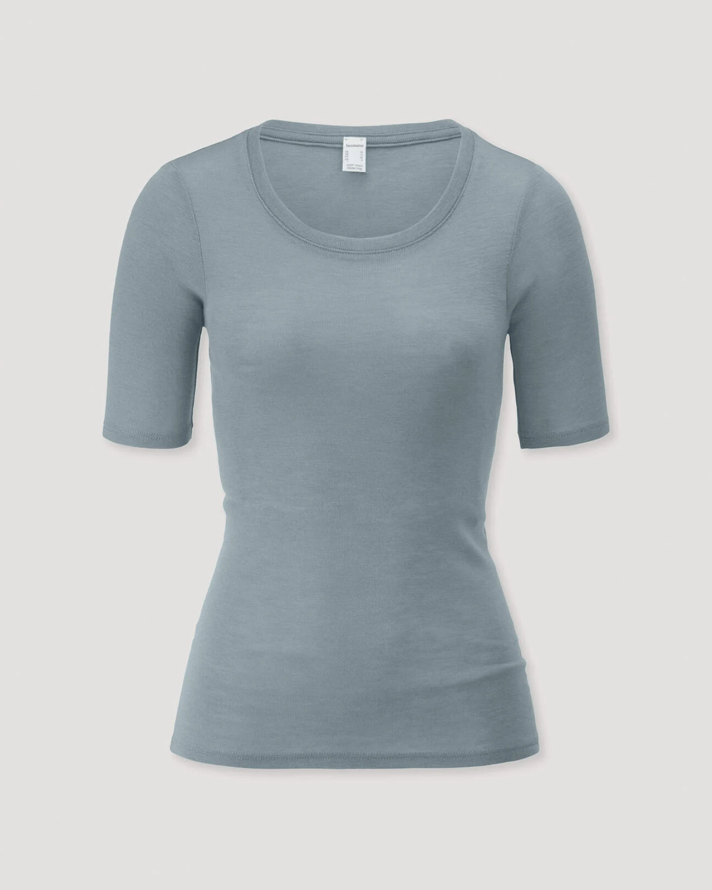 hessnatur Damen T-Shirt PURE FUNCTION aus Bio-Merinowolle mit Seide - blau - Größe 46 – Ansicht 3