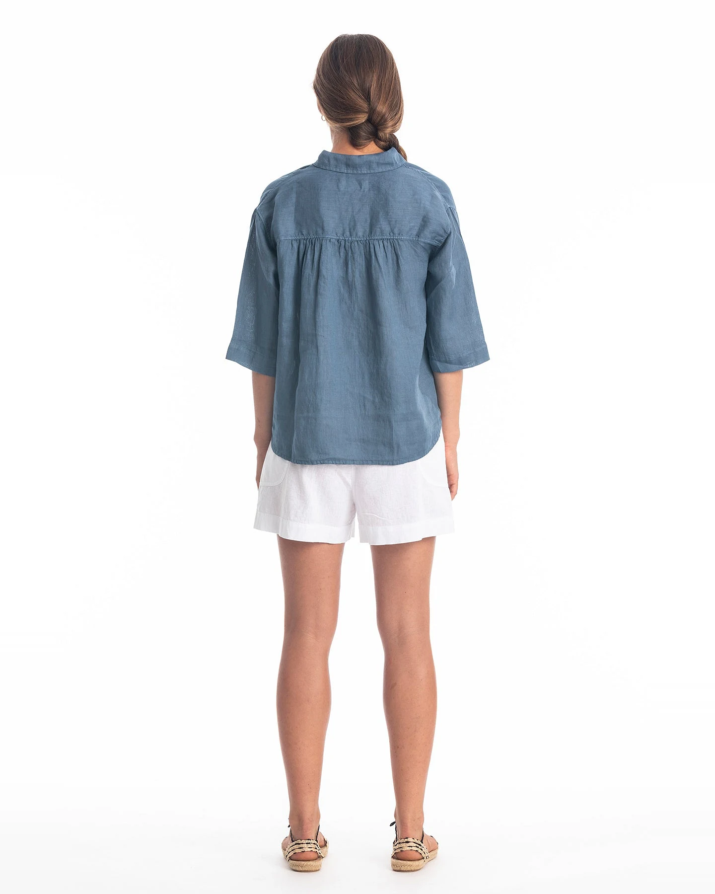 RAVENS VIEW IBIZA Damen vegan Bluse Sommer Jeans Blau – Ansicht 2