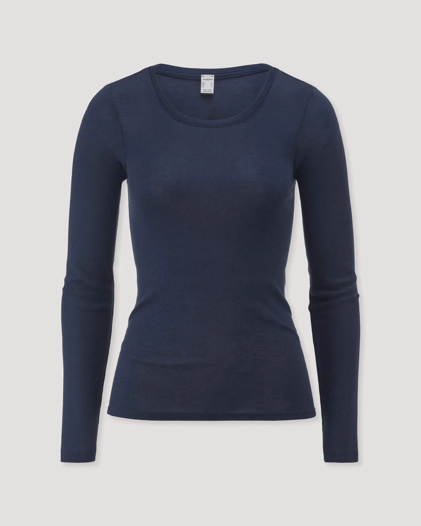 hessnatur Damen Longsleeve PURE FUNCTION aus Bio-Merinowolle mit Seide - blau - Größe 34 – Ansicht 3