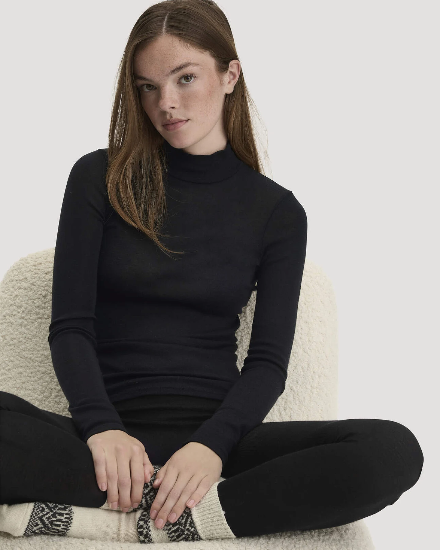 hessnatur Damen Leggings Regular Cut PURE FUNCTION aus Bio-Merinowolle mit Seide - schwarz - Größe 46 – Ansicht 2