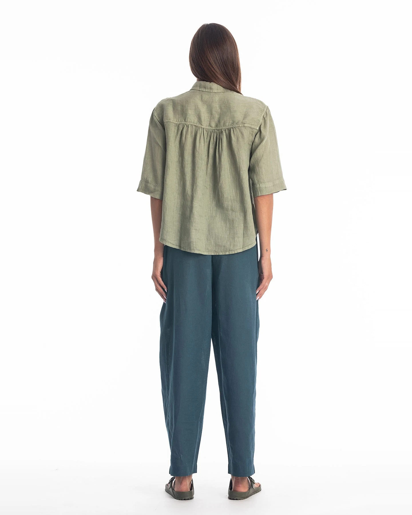 RAVENS VIEW IBIZA Damen vegan Bluse Sommer Khaki – Ansicht 2